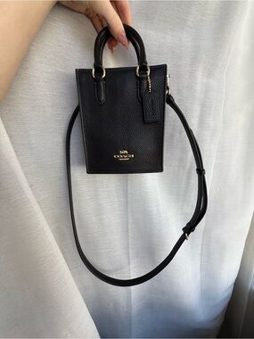 Coach Black Pebbled Leather Mini Tote with Gold Hardware